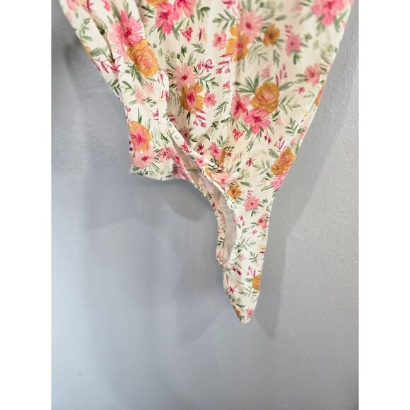 Mudpie Gown Infants 0-3 Months White Pink Knotted Gown Floral Bamboo Baby Girl - Picture 4 of 8